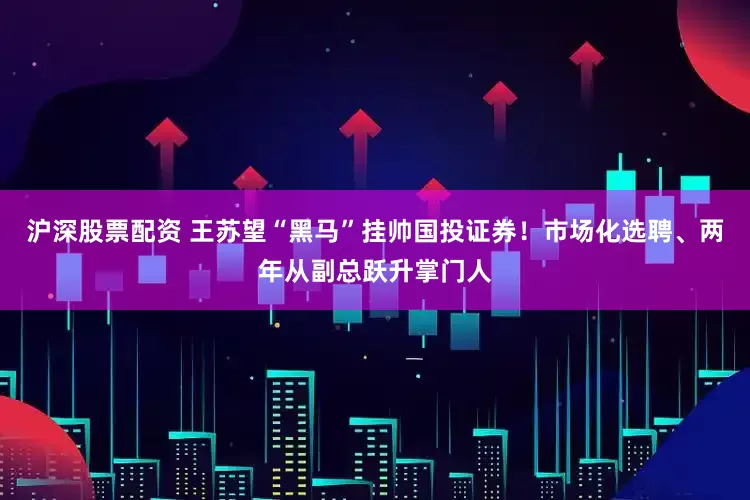 沪深股票配资 王苏望“黑马”挂帅国投证券！市场化选聘、两年从副总跃升掌门人